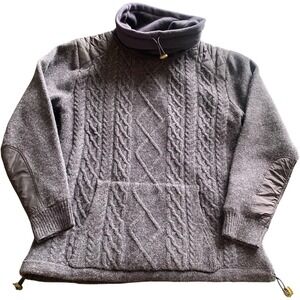 Aran Woollen Mills Womens Large Purple Wool Cable Knit Cowlneck Sweater